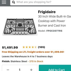 Fridgidaire GAS STOVE TOP.